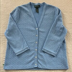 Lauren Ralph Lauren Light Blue Cable Knit Cardigan